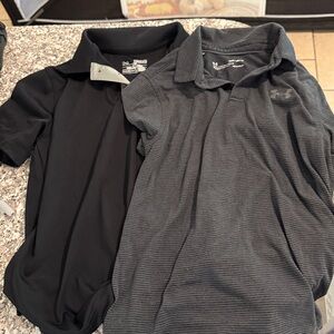 Under Armour Black and Striped Gray Polo Shirts